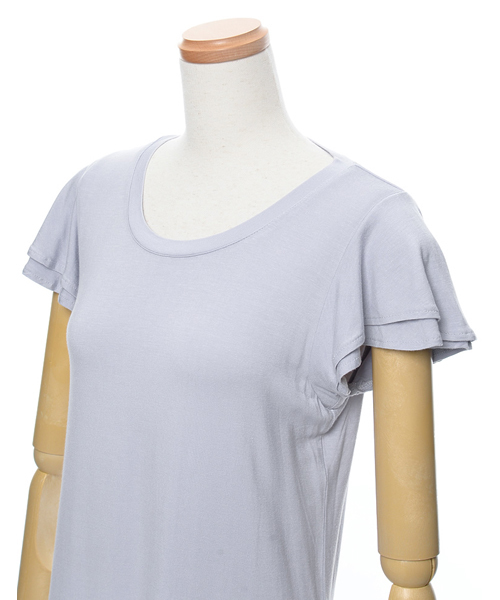 Re:EDIT（リエディ）の「とろみ生地袖フリルカットソートップス/とろみシャツ[Re:EDIT/リエディ][春夏新作][リエディオリジナル]（Tシャツ/カットソー・レディース・サンドベージュ/ホワイト/キャメル/ピンク/レッド/カーキオリーブ/ブラック/杢グレー/ブルー・MEDIUM）」の13枚目の写真