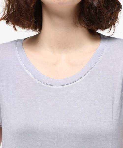 Re:EDIT（リエディ）の「とろみ生地袖フリルカットソートップス/とろみシャツ[Re:EDIT/リエディ][春夏新作][リエディオリジナル]（Tシャツ/カットソー・レディース・サンドベージュ/ホワイト/キャメル/ピンク/レッド/カーキオリーブ/ブラック/杢グレー/ブルー・MEDIUM）」の22枚目の写真