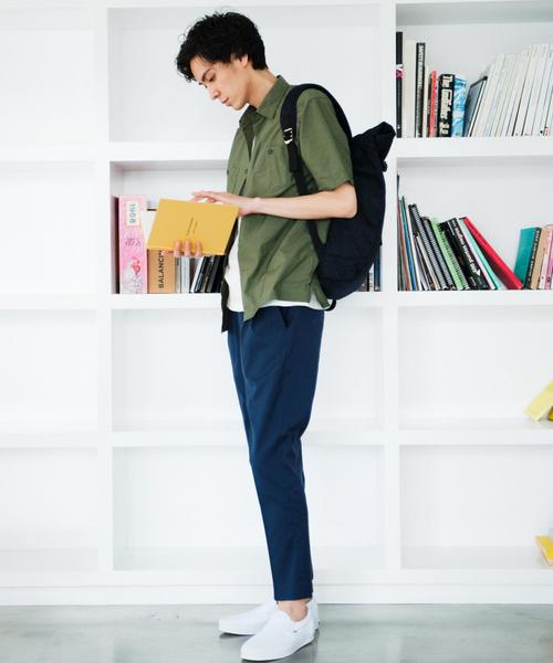 green label relaxing(グリーンレーベルリラクシング)の「SC C/NY WEATHER S/S シャツ(シャツ/ブラウス・メンズ・ネイビー/オリーブ・SMALL/LARGE/MEDIUM)」の3枚目の写真