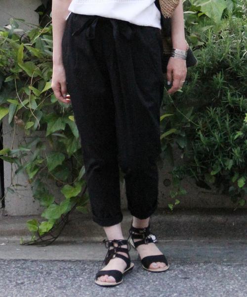 coen（コーエン）の「ブロードウエストリボンテーパードパンツ（その他パンツ・レディース・ブラック/ネイビー・LARGE/MEDIUM）」の5枚目の写真