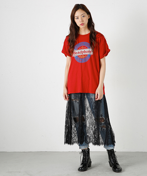 MOUSSY（マウジー）の「LACE COMBI LONG DRESS J（ワンピース・レディース・ブラック/オフホワイト・FREE）」の2枚目の写真
