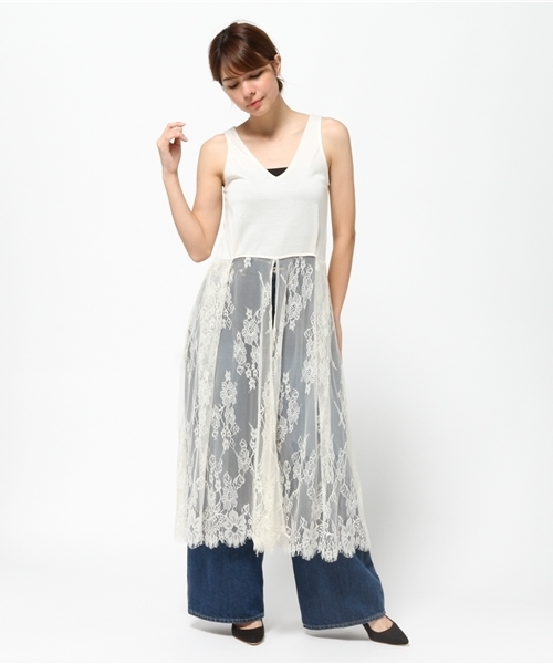 MOUSSY（マウジー）の「LACE COMBI LONG DRESS J（ワンピース・レディース・ブラック/オフホワイト・FREE）」の11枚目の写真