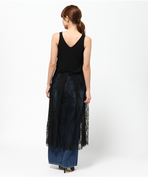 MOUSSY（マウジー）の「LACE COMBI LONG DRESS J（ワンピース・レディース・ブラック/オフホワイト・FREE）」の8枚目の写真