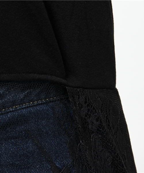 MOUSSY（マウジー）の「LACE COMBI LONG DRESS J（ワンピース・レディース・ブラック/オフホワイト・FREE）」の3枚目の写真