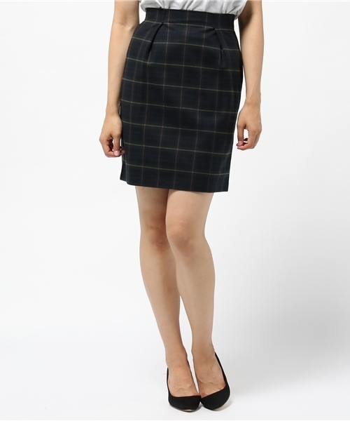TRUDEA(トルディア)の「(日本製)チェックタイトスカート(スカート・レディース・ホワイト/ネイビー/グレー・SMALL/LARGE/MEDIUM)」の1枚目の写真