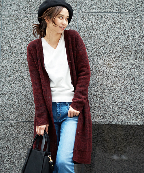 STUDIOUS(ステュディオス)の「2wayニットワンピース(カーディガン/ボレロ・レディース・オフホワイト/ブラック/バーガンディー・FREE)」の3枚目の写真