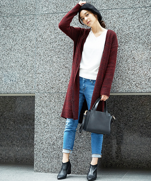 STUDIOUS(ステュディオス)の「2wayニットワンピース(カーディガン/ボレロ・レディース・オフホワイト/ブラック/バーガンディー・FREE)」の16枚目の写真