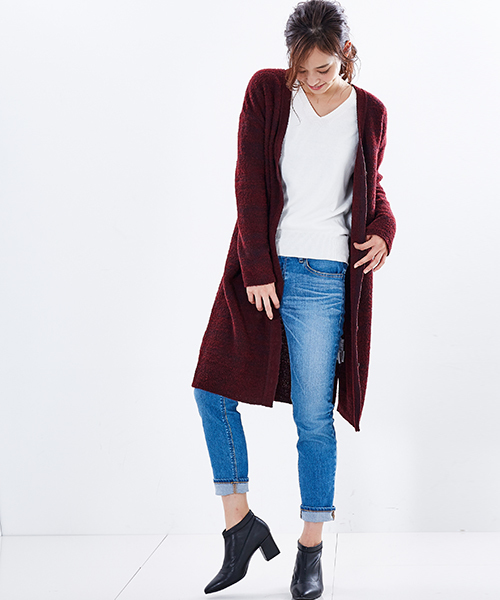 STUDIOUS(ステュディオス)の「2wayニットワンピース(カーディガン/ボレロ・レディース・オフホワイト/ブラック/バーガンディー・FREE)」の19枚目の写真