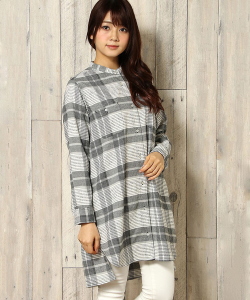 LBC(エルビーシー)の「モールチェックワンピース(シャツワンピース・レディース・ダークグリーン/ホワイト・MEDIUM/LARGE)」の1枚目の写真