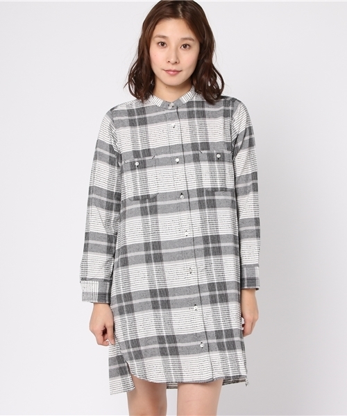 LBC(エルビーシー)の「モールチェックワンピース(シャツワンピース・レディース・ダークグリーン/ホワイト・MEDIUM/LARGE)」の3枚目の写真