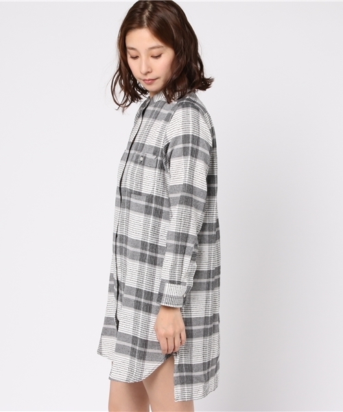 LBC(エルビーシー)の「モールチェックワンピース(シャツワンピース・レディース・ダークグリーン/ホワイト・MEDIUM/LARGE)」の4枚目の写真