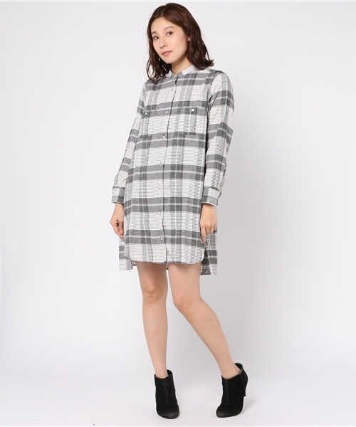 LBC(エルビーシー)の「モールチェックワンピース(シャツワンピース・レディース・ダークグリーン/ホワイト・MEDIUM/LARGE)」の6枚目の写真