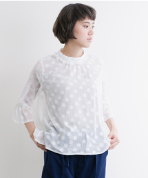 merlot plus | 花ドット柄レースアンブレラスリーブブラウス5798(シャツ/ブラウス)