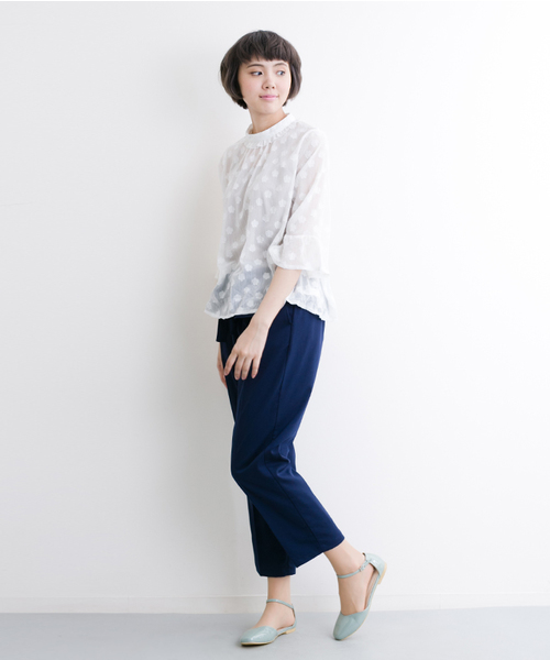 merlot plus（メルロープリュス）の「花ドット柄レースアンブレラスリーブブラウス5798（シャツ/ブラウス・レディース・ホワイト/ネイビー/ブラック・FREE）」の14枚目の写真