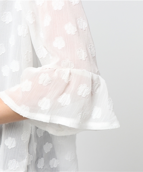 merlot plus（メルロープリュス）の「花ドット柄レースアンブレラスリーブブラウス5798（シャツ/ブラウス・レディース・ホワイト/ネイビー/ブラック・FREE）」の9枚目の写真