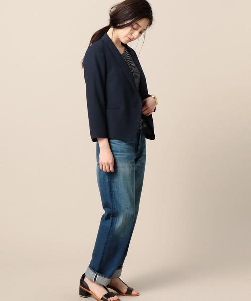 BEAUTY&YOUTH UNITED ARROWS（ビューティーアンドユースユナイテッドアローズ）の「BY ジョーゼット9分袖ジャケット ◆（テーラードジャケット・レディース・ブラック/ナチュラル/ネイビー・FREE）」の7枚目の写真