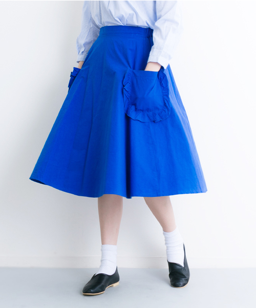 MERLOT（メルロー）の「フリルポケットフレアスカート2256（スカート・レディース・ブラック/ベージュ/ピンク/ブルー/モカ/マスタード/カーキ・FREE）」の5枚目の写真