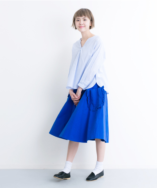 MERLOT（メルロー）の「フリルポケットフレアスカート2256（スカート・レディース・ブラック/ベージュ/ピンク/ブルー/モカ/マスタード/カーキ・FREE）」の11枚目の写真