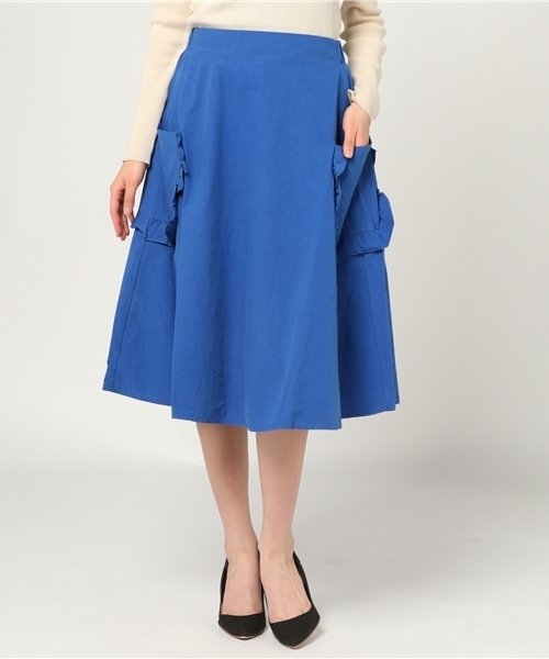 MERLOT（メルロー）の「フリルポケットフレアスカート2256（スカート・レディース・ブラック/ベージュ/ピンク/ブルー/モカ/マスタード/カーキ・FREE）」の19枚目の写真