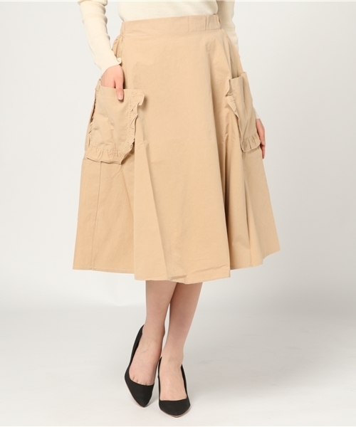 MERLOT（メルロー）の「フリルポケットフレアスカート2256（スカート・レディース・ブラック/ベージュ/ピンク/ブルー/モカ/マスタード/カーキ・FREE）」の17枚目の写真