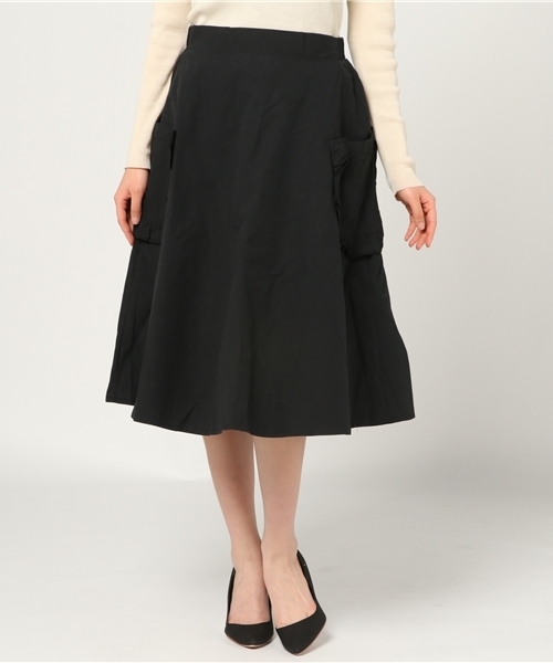 MERLOT（メルロー）の「フリルポケットフレアスカート2256（スカート・レディース・ブラック/ベージュ/ピンク/ブルー/モカ/マスタード/カーキ・FREE）」の8枚目の写真