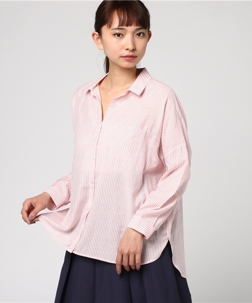 NATURAL BEAUTY BASIC（ナチュラルビューティーベーシック）の「【JJ 5月号掲載】綿モダールシルクシャツ（シャツ/ブラウス・レディース・ホワイト系その他/ダークネイビー/ピンク系その他・SMALL/MEDIUM）」の12枚目の写真