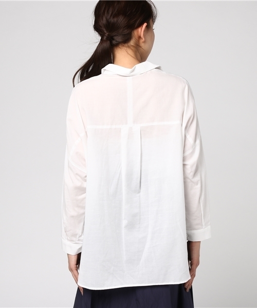 NATURAL BEAUTY BASIC（ナチュラルビューティーベーシック）の「【JJ 5月号掲載】綿モダールシルクシャツ（シャツ/ブラウス・レディース・ホワイト系その他/ダークネイビー/ピンク系その他・SMALL/MEDIUM）」の6枚目の写真