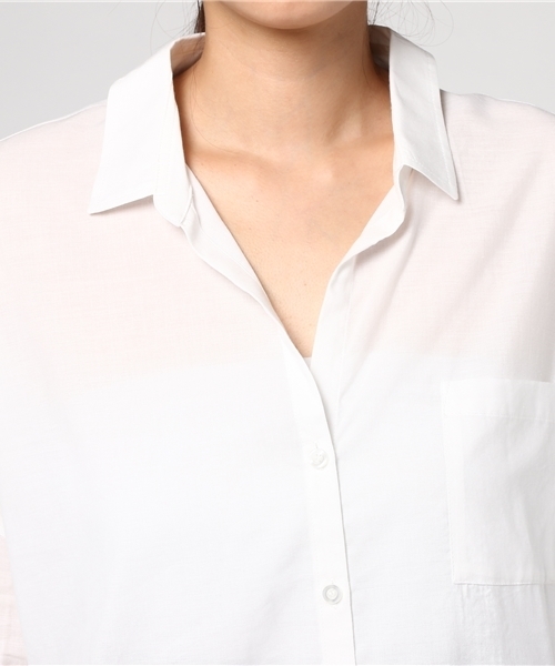 NATURAL BEAUTY BASIC（ナチュラルビューティーベーシック）の「【JJ 5月号掲載】綿モダールシルクシャツ（シャツ/ブラウス・レディース・ホワイト系その他/ダークネイビー/ピンク系その他・SMALL/MEDIUM）」の7枚目の写真