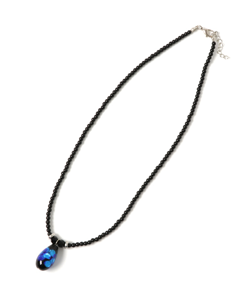 チャイハネ（チャイハネ）の「【チャイハネ】深海ブルー ほたる玉ドロップビーズネックレス チョーカー（ネックレス・メンズ・ブラック/ターコイズブルー・FREE）」の2枚目の写真