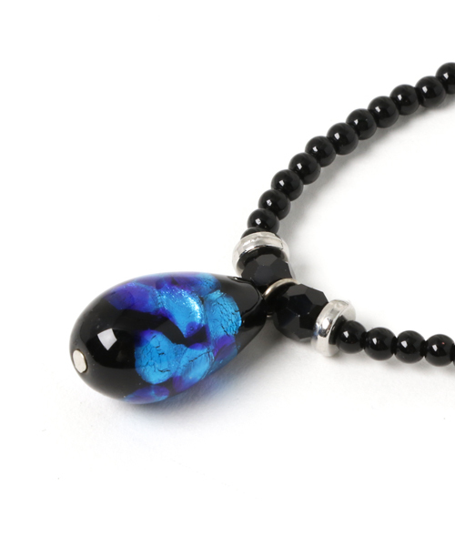 チャイハネ（チャイハネ）の「【チャイハネ】深海ブルー ほたる玉ドロップビーズネックレス チョーカー（ネックレス・メンズ・ブラック/ターコイズブルー・FREE）」の3枚目の写真