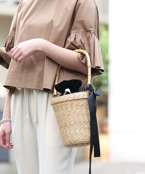 Bilitis dix-sept ans（ビリティスディセッタン）の「Bilitis バンブーハンドルかごBAG（かごバッグ・レディース・ブラック/ナチュラル・FREE）」の14枚目の写真