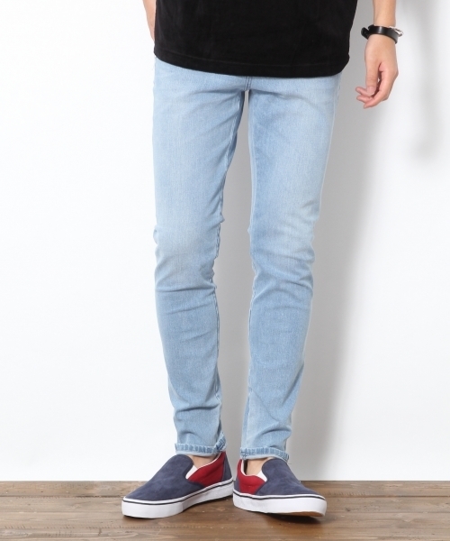 RAGEBLUE（レイジブルー）の「【縦横に伸びる】コーンミルズデニムスキニーパンツ/750640（デニムパンツ・メンズ・ブルー/グレー系その他/ライトブルー/ネイビー・MEDIUM/LARGE/X-SMALL/SMALL）」の2枚目の写真