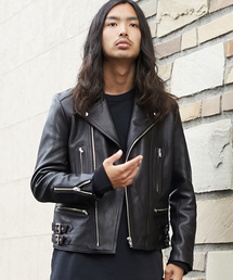 美品 アメリカンラグシー ダブルライダース 山羊革 ベジタブルタンニン 黒 36 AMERICAN RAG CIE（アメリカンラグシー）の「レザー ダブルライダース