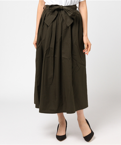 LBC(エルビーシー)の「ベルトセットギャザーロングスカート (スカート・レディース・ネイビー/ダークグリーン/ライトブラウン・MEDIUM)」の3枚目の写真