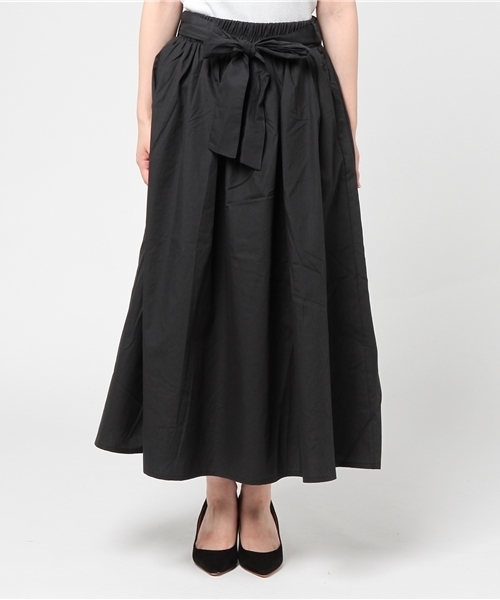 LBC(エルビーシー)の「ベルトセットギャザーロングスカート (スカート・レディース・ネイビー/ダークグリーン/ライトブラウン・MEDIUM)」の4枚目の写真