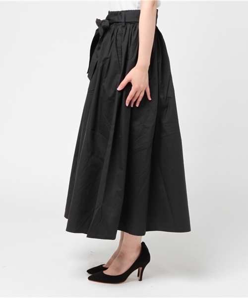 LBC(エルビーシー)の「ベルトセットギャザーロングスカート (スカート・レディース・ネイビー/ダークグリーン/ライトブラウン・MEDIUM)」の5枚目の写真