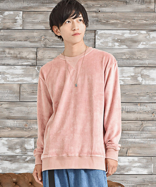 早い者勝ち☆BABY MILO ピンク クルーネック トレーナー MinoriTY（マイノリティ）の「ベロアオーバーサイズクルーネック