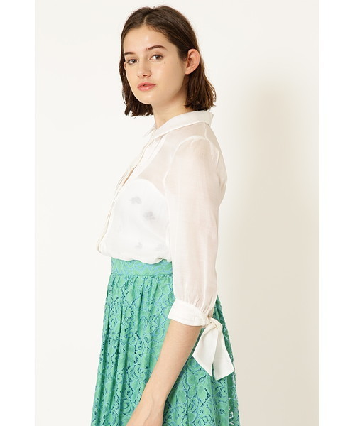 JILL STUART（ジルスチュアート）の「◆シルヴィアシアーブラウス（シャツ/ブラウス・レディース・ホワイト/ネイビー・MEDIUM）」の2枚目の写真