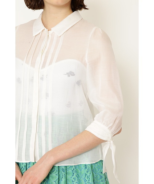 JILL STUART（ジルスチュアート）の「◆シルヴィアシアーブラウス（シャツ/ブラウス・レディース・ホワイト/ネイビー・MEDIUM）」の5枚目の写真