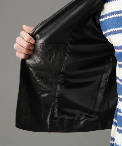 CIAOPANIC（チャオパニック）の「<WEB限定>【1 to 10 people】リプロダクト W Leather Riders JK（ライダースジャケット・メンズ・ブラック・SMALL/MEDIUM/LARGE）」の8枚目の写真