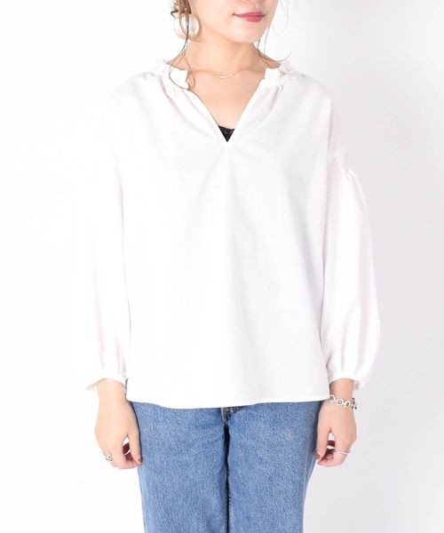 SHIPS（シップス）の「ギャザーブラウス◇（シャツ/ブラウス・レディース・ライトホワイト/ベージュ/ラベンダー・ONE SIZE）」の11枚目の写真