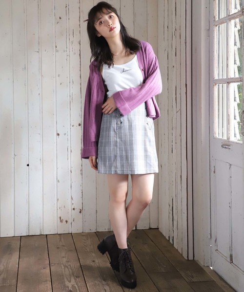 one after another NICE CLAUP（ワンアフターアナザーナイスクラップ）の「カシミアタッチニットカーディガン（カーディガン/ボレロ・レディース・アイボリー/グリーン系その他/ラベンダー/イエロー/ピンク・FREE）」の6枚目の写真