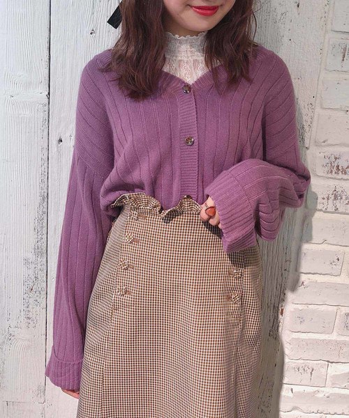 one after another NICE CLAUP（ワンアフターアナザーナイスクラップ）の「カシミアタッチニットカーディガン（カーディガン/ボレロ・レディース・アイボリー/グリーン系その他/ラベンダー/イエロー/ピンク・FREE）」の13枚目の写真