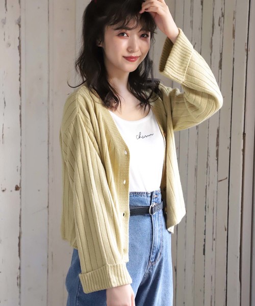 one after another NICE CLAUP（ワンアフターアナザーナイスクラップ）の「カシミアタッチニットカーディガン（カーディガン/ボレロ・レディース・アイボリー/グリーン系その他/ラベンダー/イエロー/ピンク・FREE）」の11枚目の写真