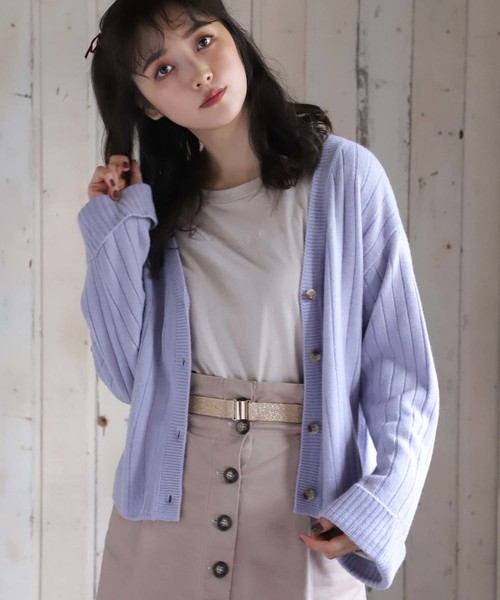 one after another NICE CLAUP（ワンアフターアナザーナイスクラップ）の「カシミアタッチニットカーディガン（カーディガン/ボレロ・レディース・アイボリー/グリーン系その他/ラベンダー/イエロー/ピンク・FREE）」の14枚目の写真