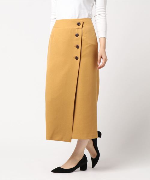 TRUDEA(トルディア)の「ロングタイトスカート(スカート・レディース・ネイビー/イエロー/キャメル/オレンジ/モカ・MEDIUM/LARGE/SMALL)」の3枚目の写真
