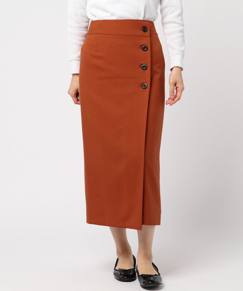 TRUDEA(トルディア)の「ロングタイトスカート(スカート・レディース・ネイビー/イエロー/キャメル/オレンジ/モカ・MEDIUM/LARGE/SMALL)」の5枚目の写真