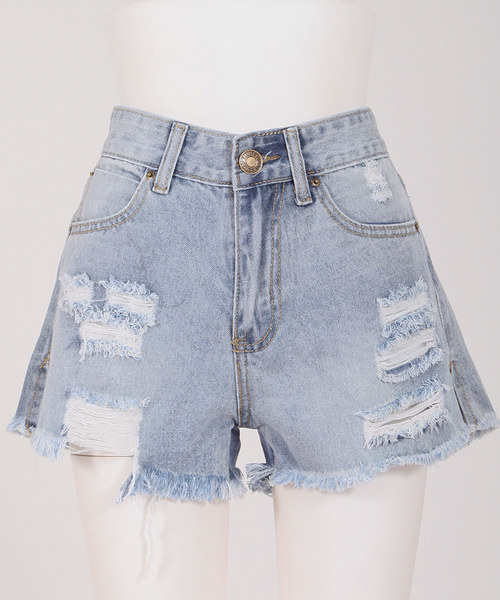 Julia Boutique(ジュリアブティック)の「ヴィンテージ風ダメージデニムショートパンツ・クラッシュデニム/17467(デニムパンツ・レディース・ネイビー/ブルー・S/M/L)」の9枚目の写真