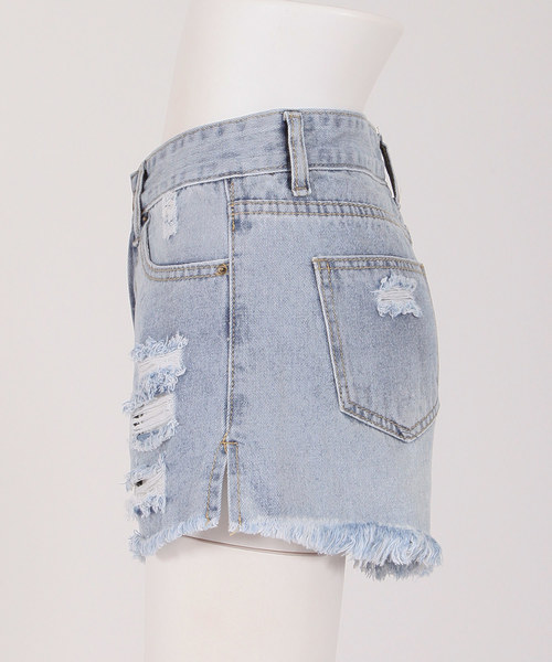 Julia Boutique(ジュリアブティック)の「ヴィンテージ風ダメージデニムショートパンツ・クラッシュデニム/17467(デニムパンツ・レディース・ネイビー/ブルー・S/M/L)」の14枚目の写真