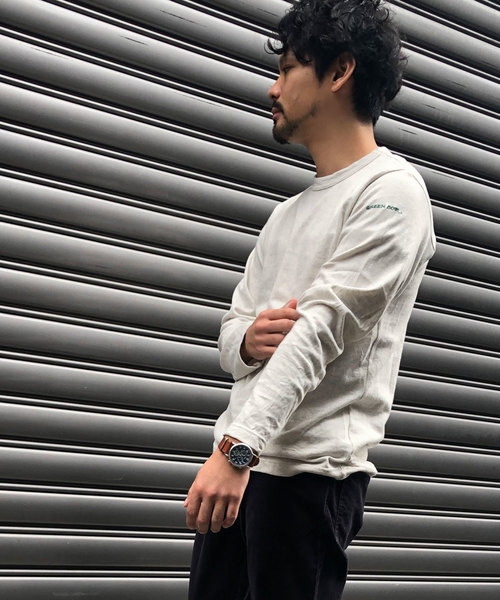 GREEN BOWL(グリーンボウル)の「GREEN BOWL Long Sleeve T-shirts/グリーンボウル ロング Tシャツ(Tシャツ/カットソー・メンズ・オートミール/グレー系その他・40/38)」の3枚目の写真